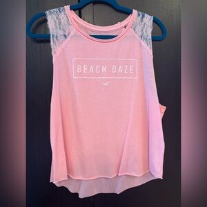 Pink Beach Daze Tank Top with Lace Details